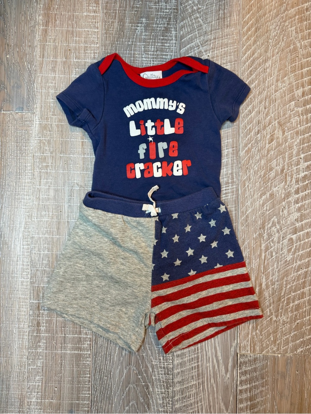 Quiltex Patriotic Mommy’s Little Firecracker Onesie and Shorts